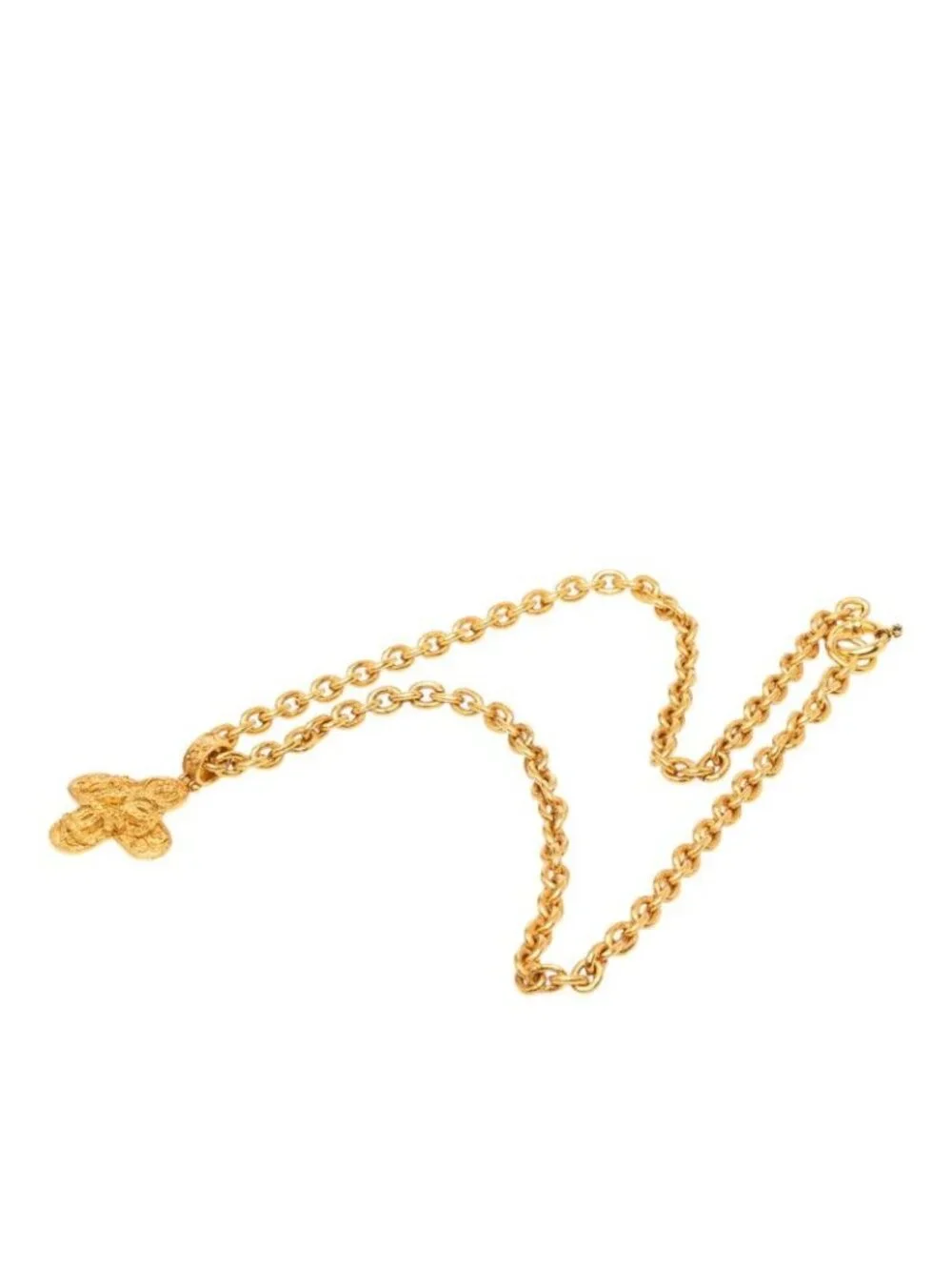 Chanel CC Logo Vintage Chain Long Pendant Gold Plated
